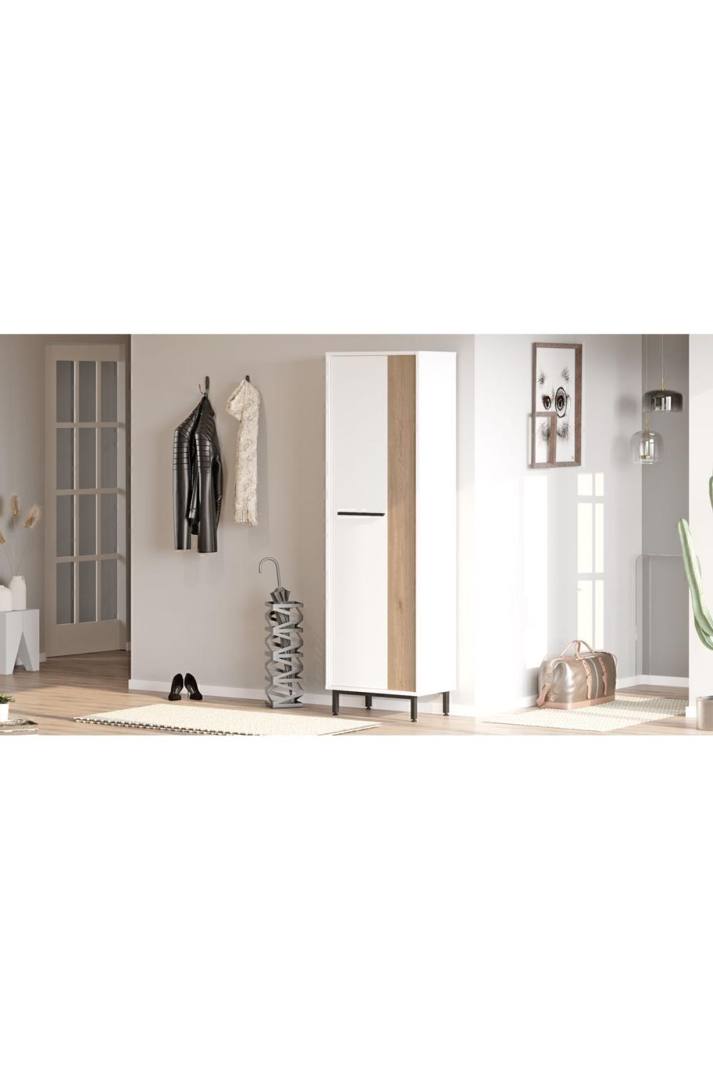 Summy Meuble à chaussures Métal Sur pieds 9 À étagères Panier-Blanc SUM2-WS