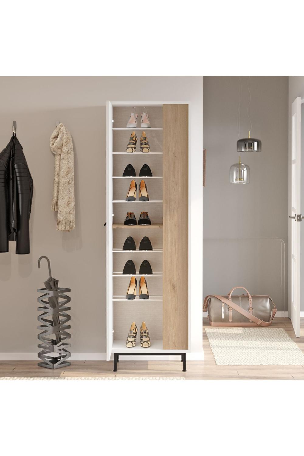 Summy Meuble à chaussures Métal Sur pieds 9 À étagères Panier-Blanc SUM2-WS