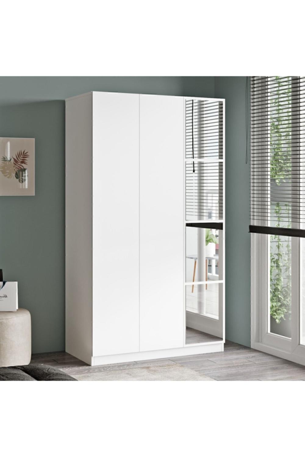 Teeny 3 Avec portes Avec tiroirs Avec miroir Armoire Elbise Armoire Blanc TEE1-W