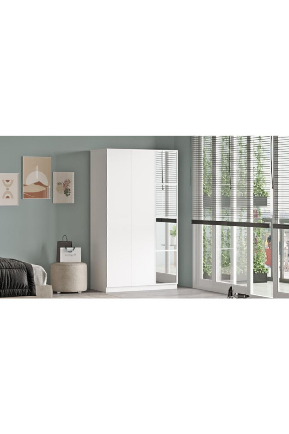 Teeny 3 Avec portes Avec tiroirs Avec miroir Armoire Elbise Armoire Blanc TEE1-W