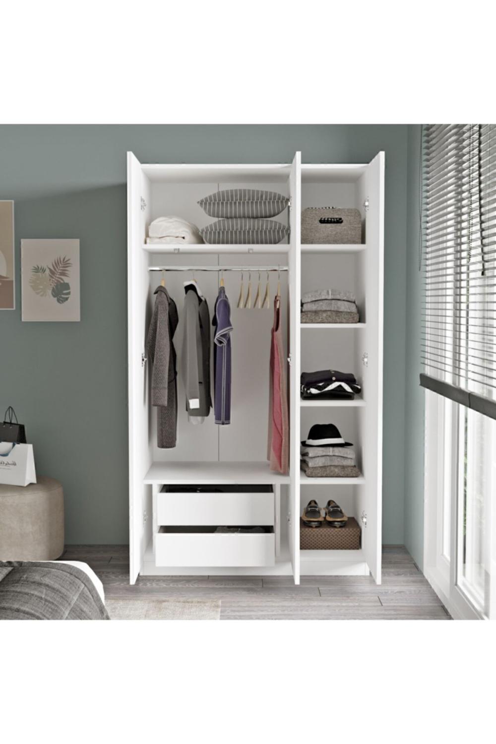 Teeny 3 Avec portes Avec tiroirs Avec miroir Armoire Elbise Armoire Blanc TEE1-W