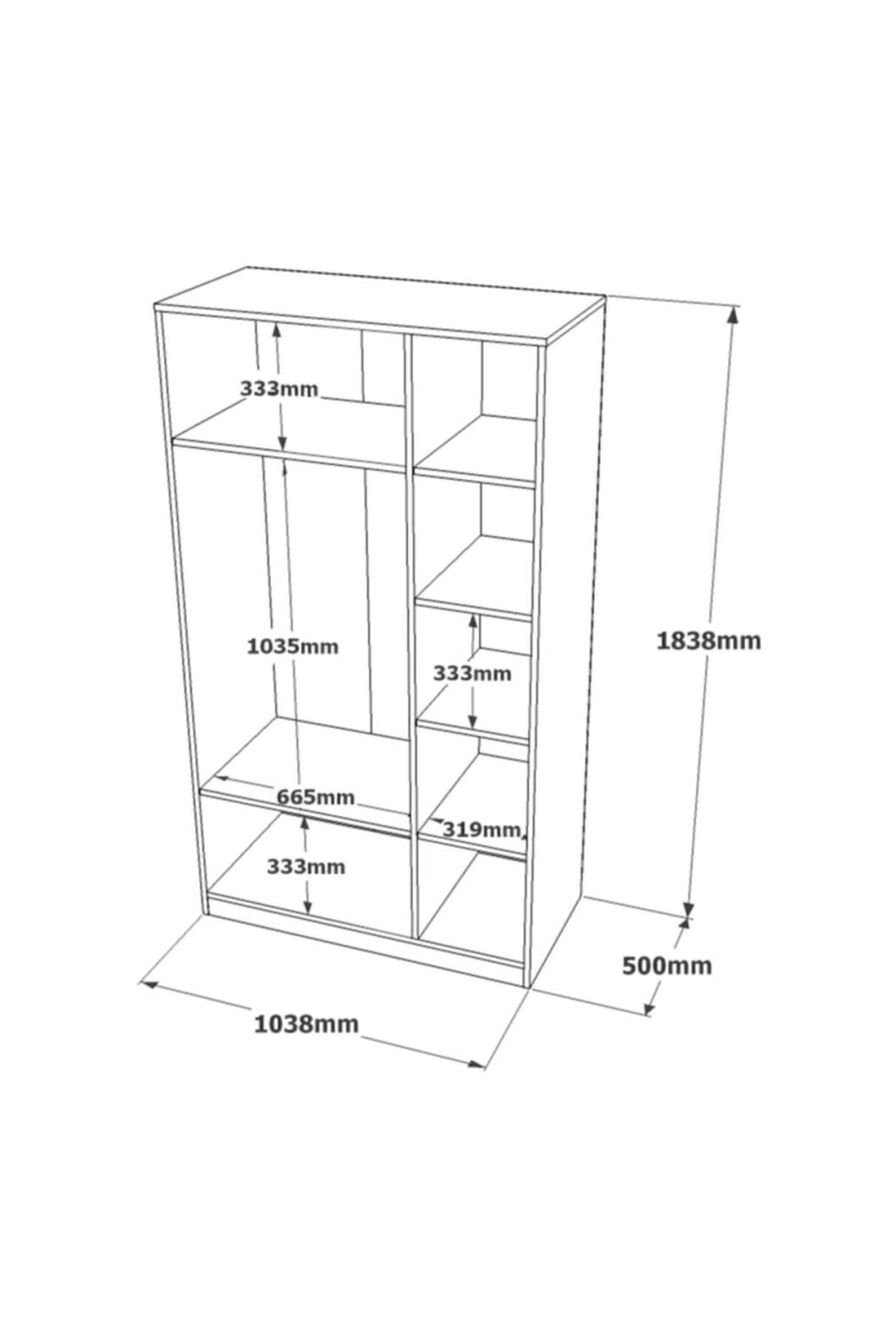 Teeny 3 Avec portes Avec tiroirs Avec miroir Armoire Elbise Armoire Blanc TEE1-W