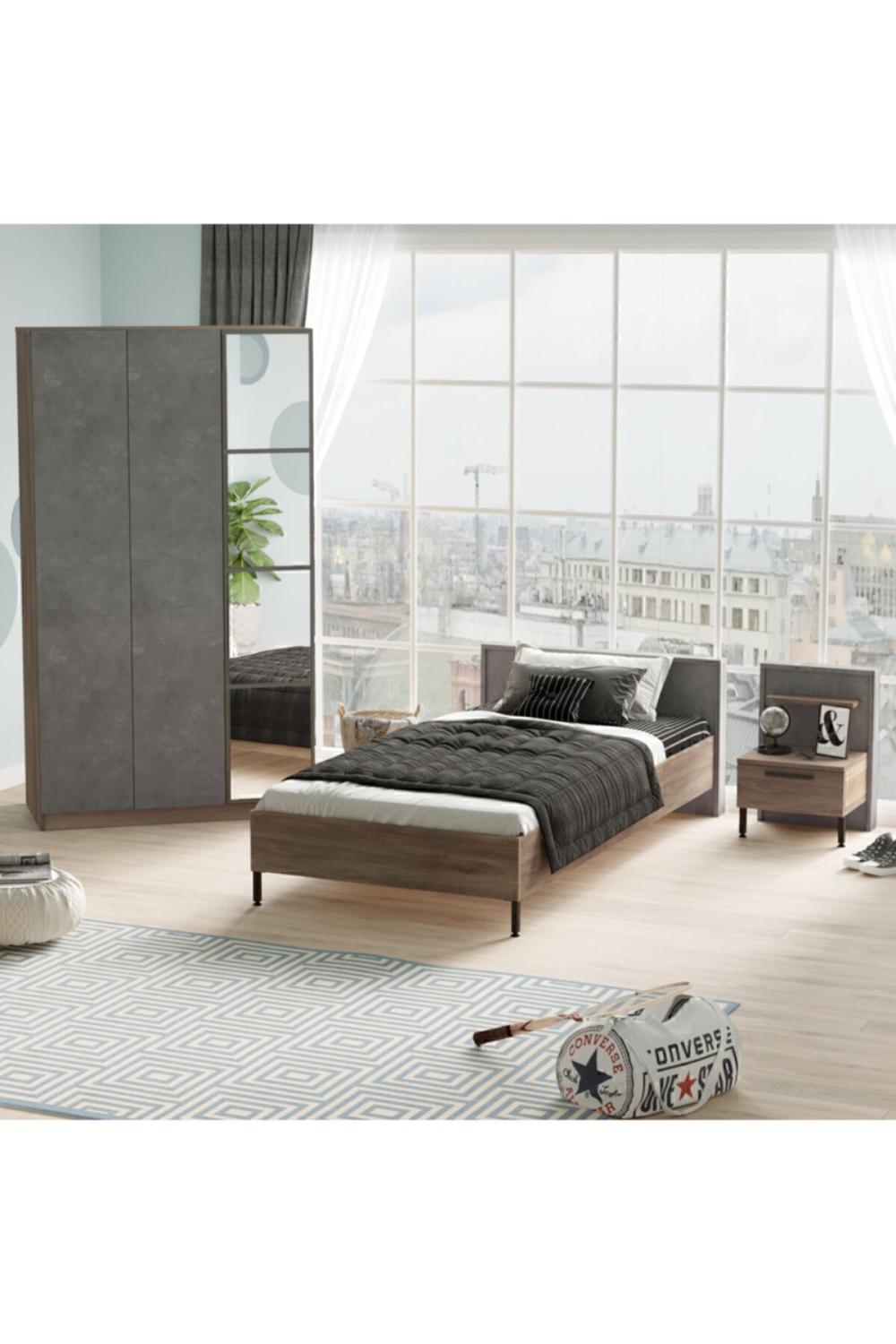 Teeny Chambre ado Ensemble 3'Lü Ensemble Béton Marron TEE10-CG