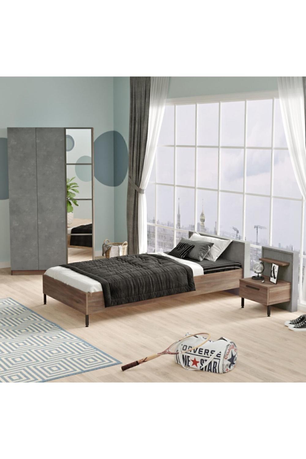 Teeny Chambre ado Ensemble 3'Lü Ensemble Béton Marron TEE10-CG