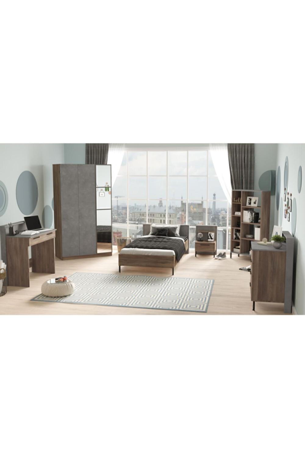 Teeny Chambre ado Ensemble 6'lı Ensemble Béton Marron TEE13-CG
