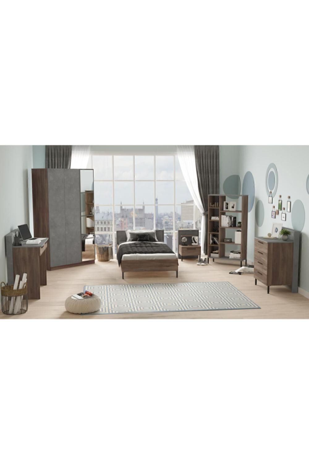 Teeny Chambre ado Ensemble 6'lı Ensemble Béton Marron TEE13-CG