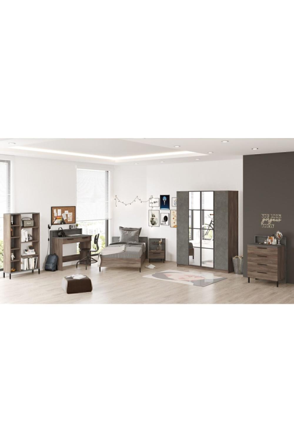 Teeny Chambre ado Ensemble Béton-Marron 6'lı Ensemble TEE17-CG