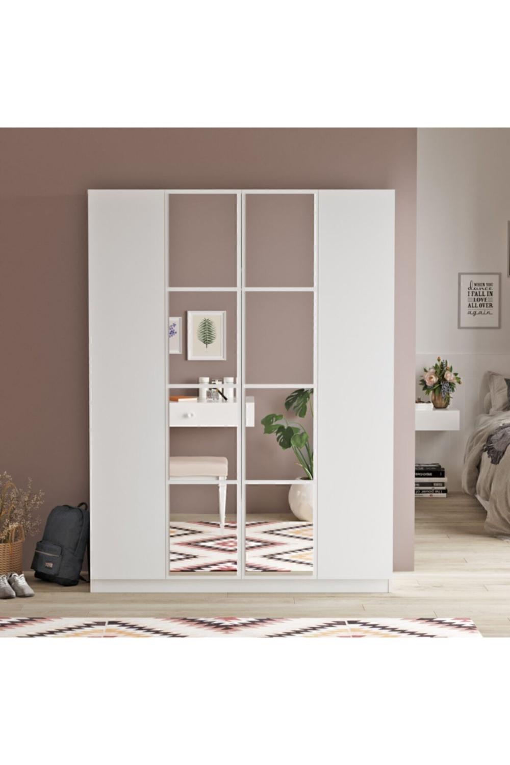 Teeny 4 Avec portes Avec tiroirs Avec miroir Armoire Elbise Armoire TEE2-W