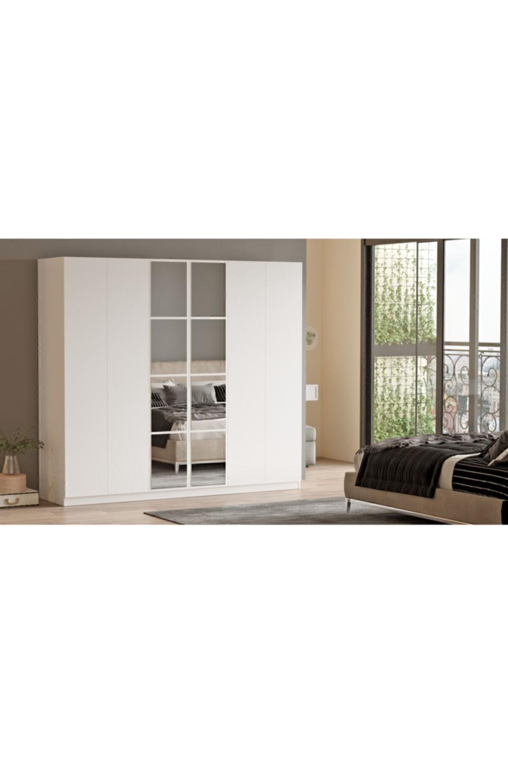 Teeny 6 Avec portes Avec tiroirs Avec miroir Armoire Elbise Armoire Blanc TEE3-W