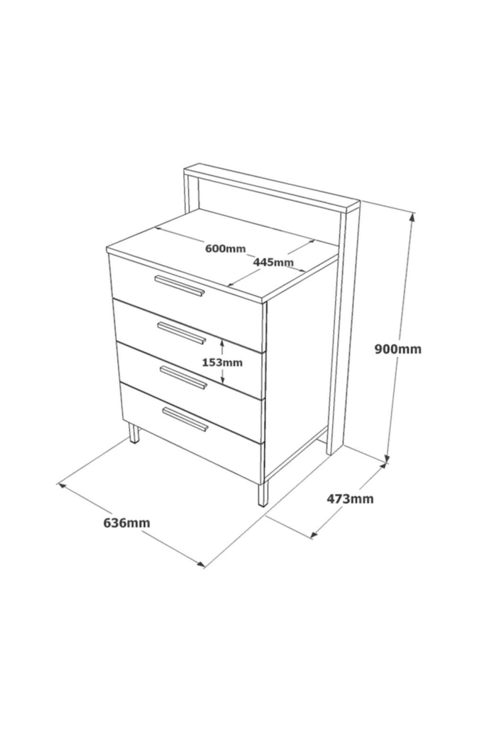 Teeny 4'lü Şifonyer Metal Ayak Beton-kahve TEE6-CG