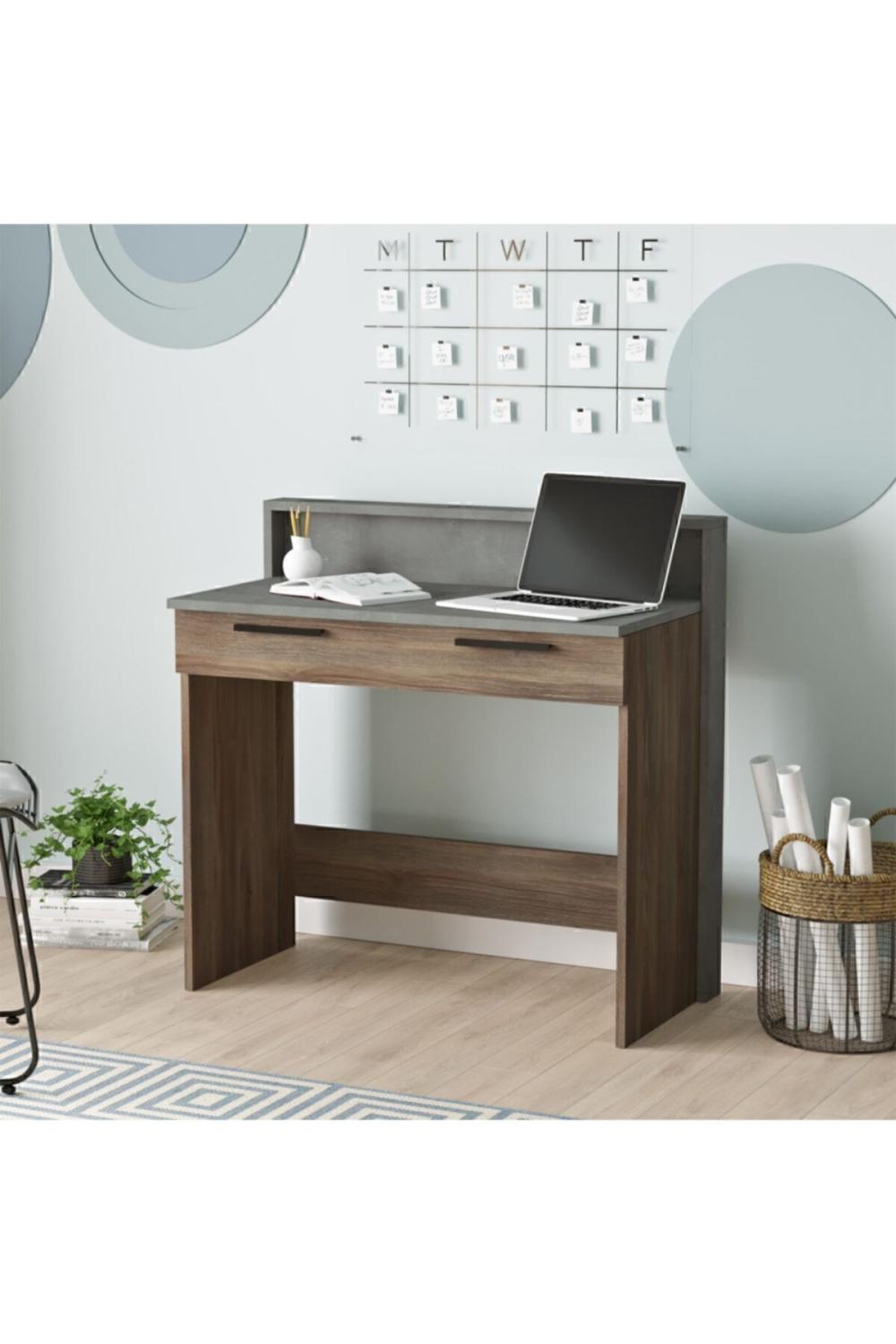Teeny Bureau Avec tiroirs Béton-Marron TEE7-CG
