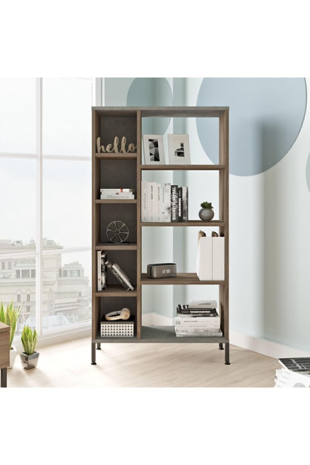 Teeny Bibliothèque Métal Sur pieds Béton-Marron TEE8-CG