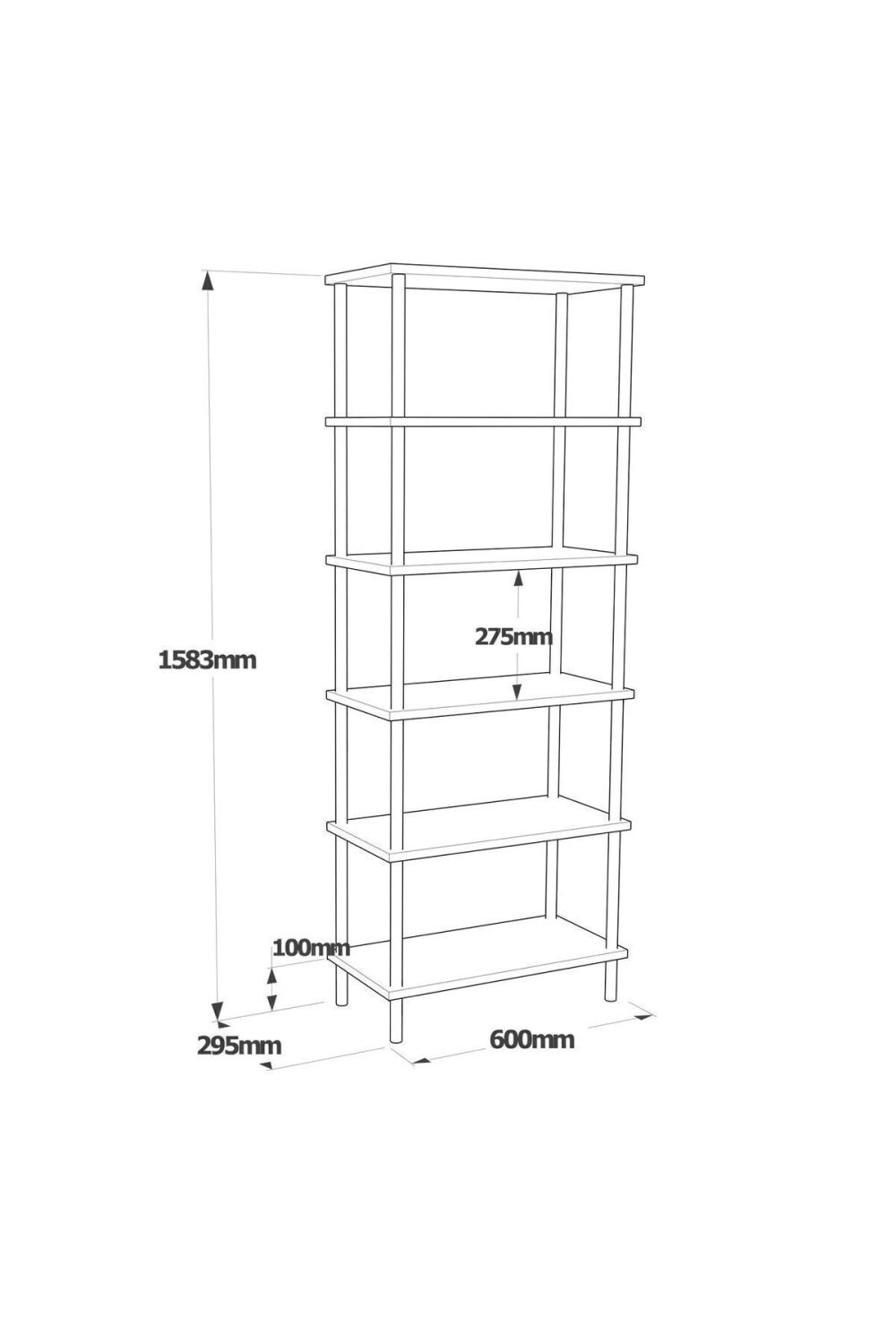 Versa Métal Bibliothèque 6 À étagères 158cm Atlantik Pin VER3-A