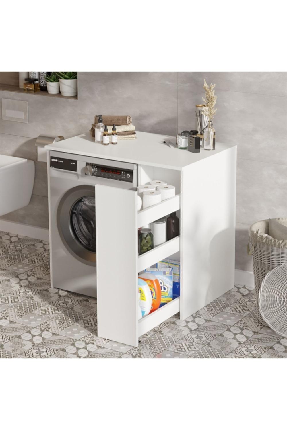 Wide Çamaşır Makinesi Armoire Avec tiroirs Blanc WID1-W