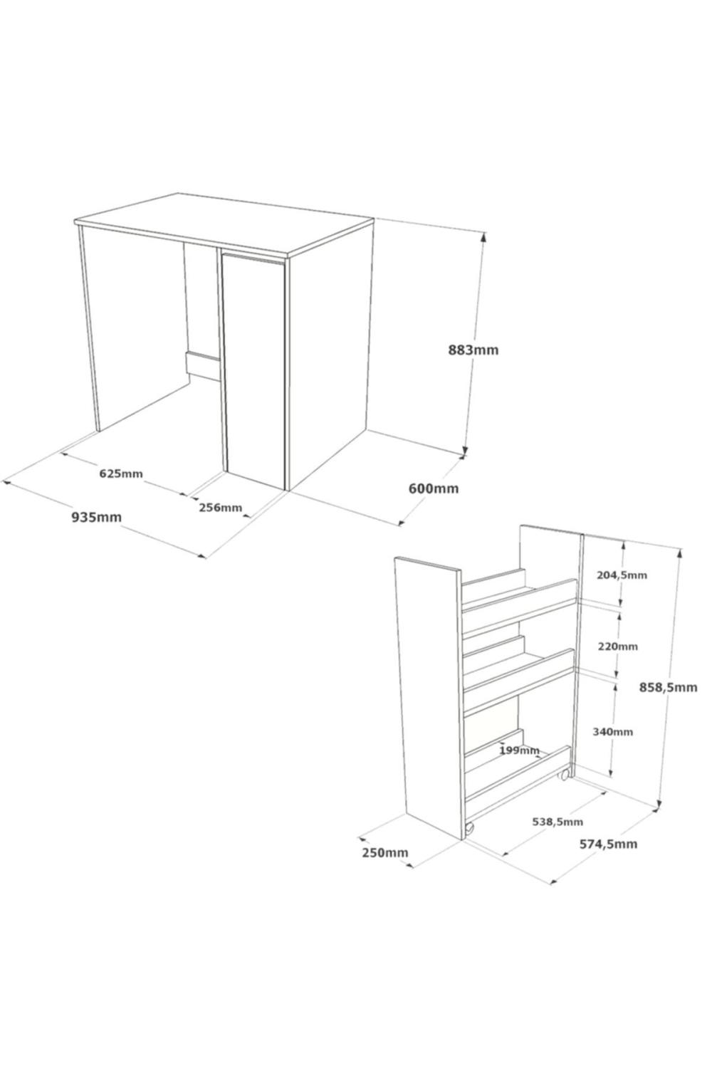 Meuble pour Machine à Laver Wide avec Tiroir – Gris (Effet Feutre) & Blanc WID1-WK