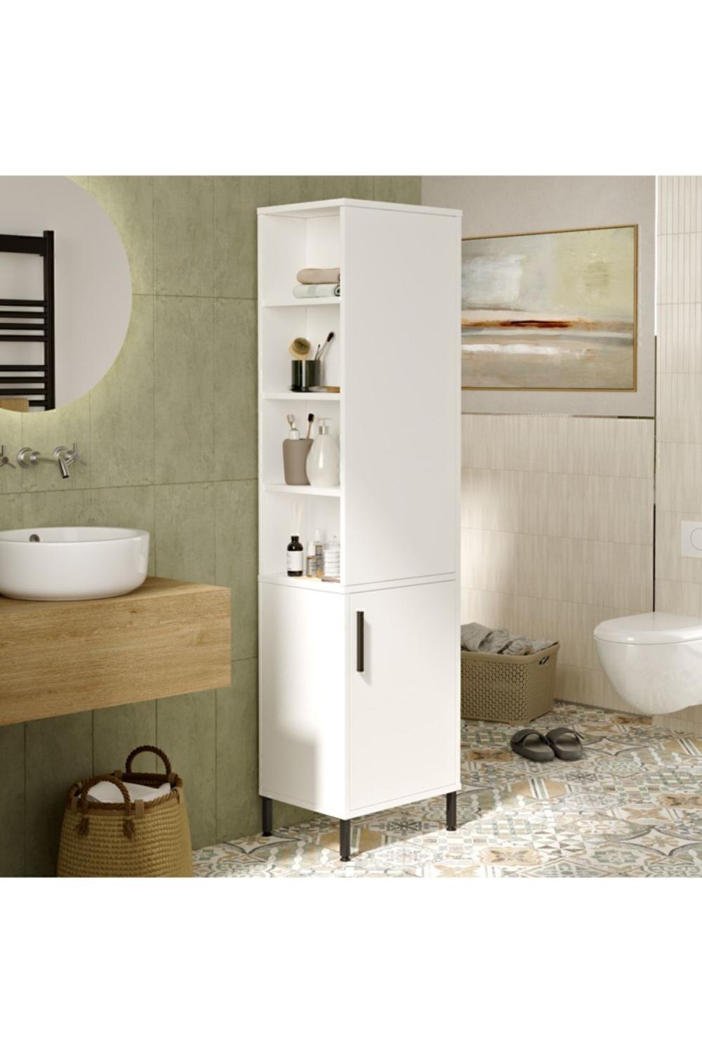 Armoire Polyvalente Wilma / Meuble de Salle de Bain – Blanc WIL1-W