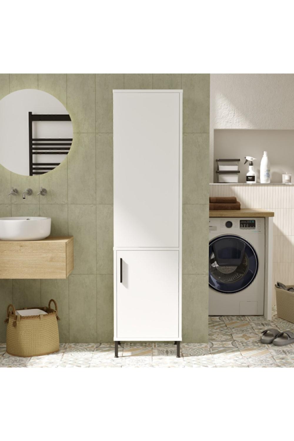 Armoire Polyvalente Wilma / Meuble de Salle de Bain – Blanc WIL1-W