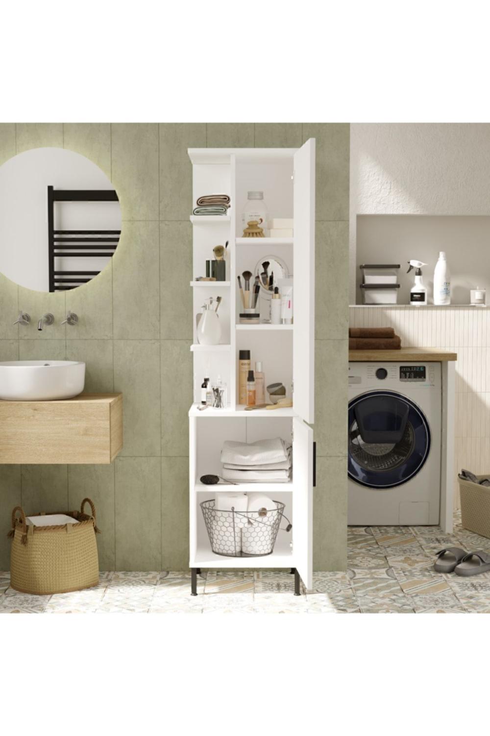 Armoire Polyvalente Wilma / Meuble de Salle de Bain – Blanc WIL1-W