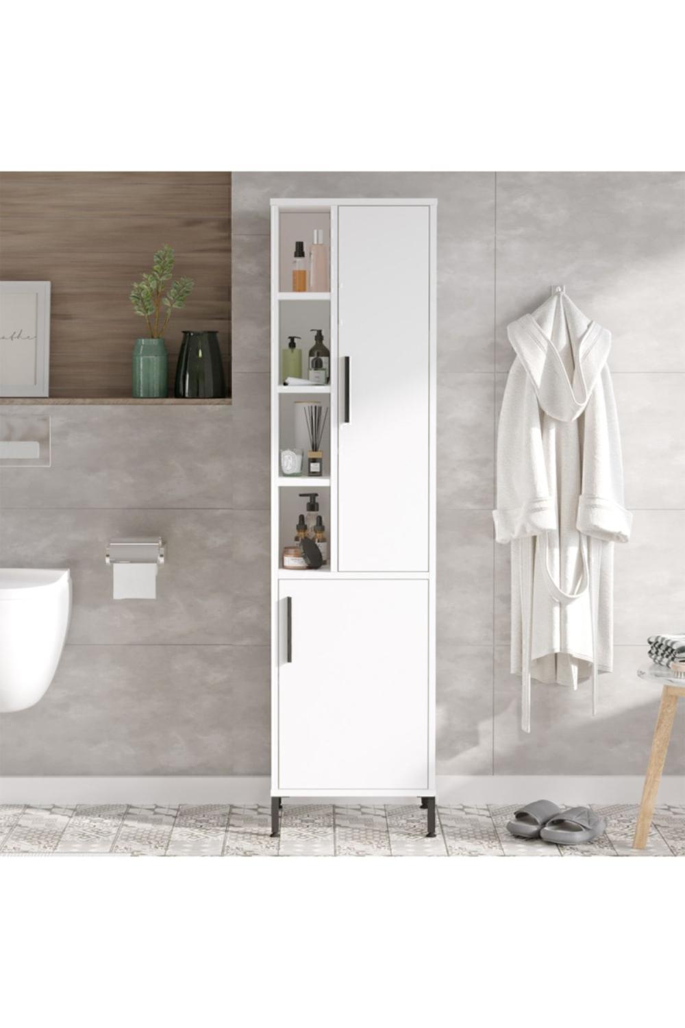 Armoire Polyvalente Wilma / Meuble de Salle de Bain – Blanc WIL2-W
