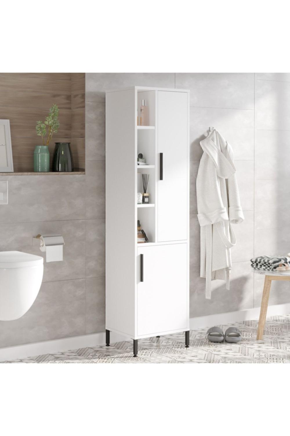 Armoire Polyvalente Wilma / Meuble de Salle de Bain – Blanc WIL2-W