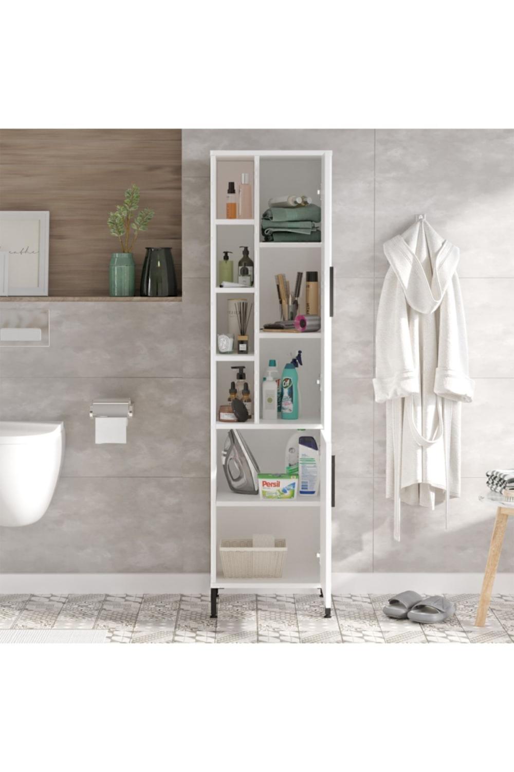 Armoire Polyvalente Wilma / Meuble de Salle de Bain – Blanc WIL2-W