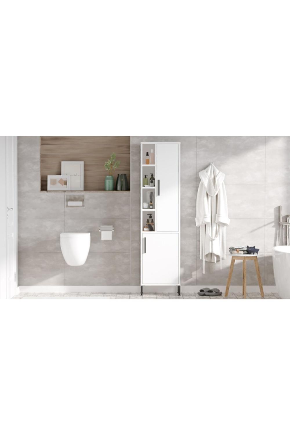 Armoire Polyvalente Wilma / Meuble de Salle de Bain – Blanc WIL2-W