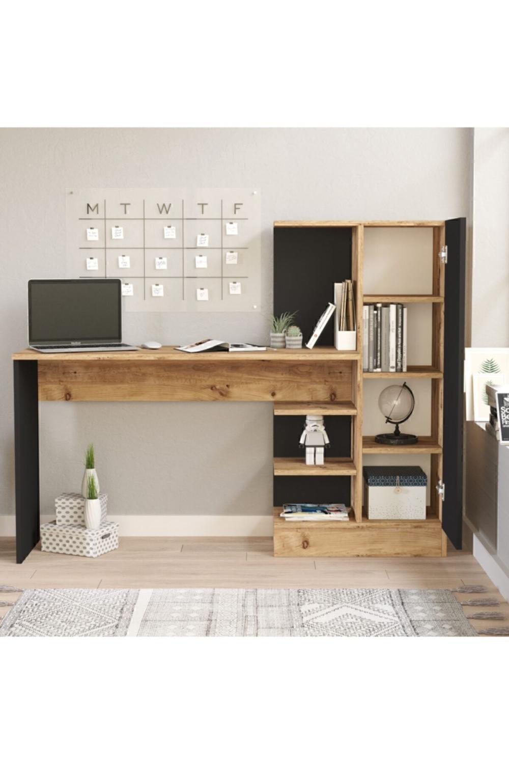 Wose Kitaplıklı Bureau Atlantik Pin Noir Çocuk Bureau WOS2-AB