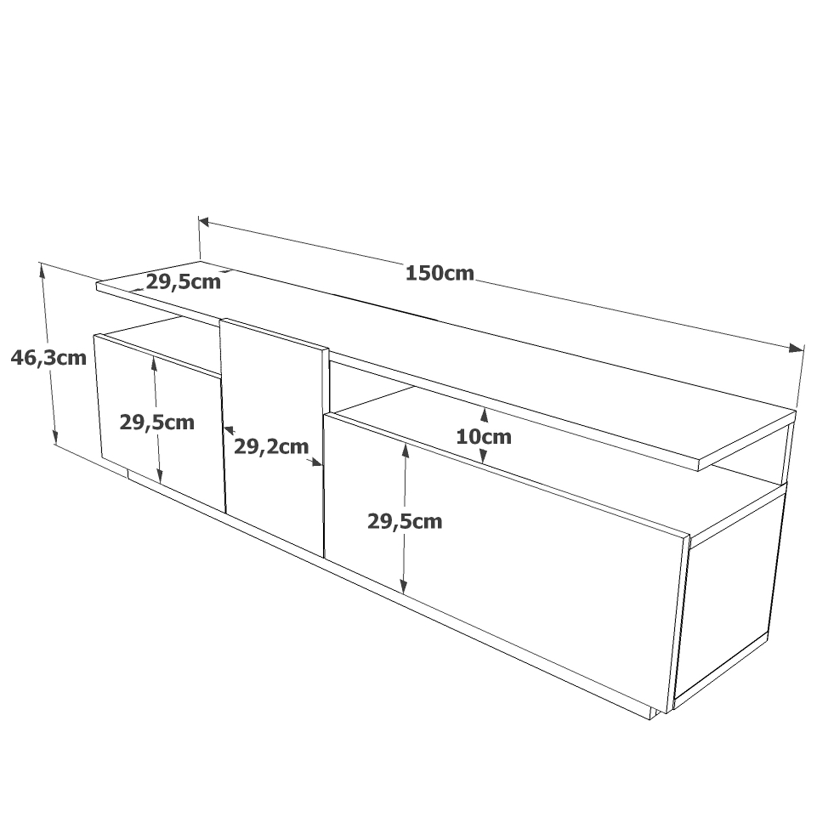 Meuble TV Aven – 160 cm Pin Atlantique & Blanc (AVE6-AW)