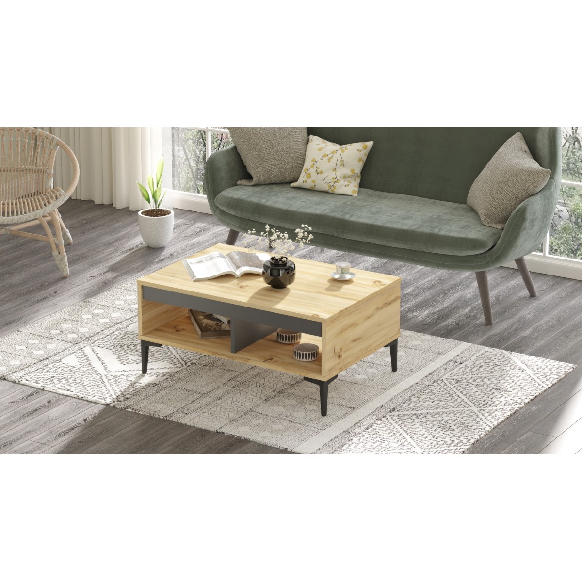 Table Basse Oliver – Feutre & Anthracite (OLI2-KA)