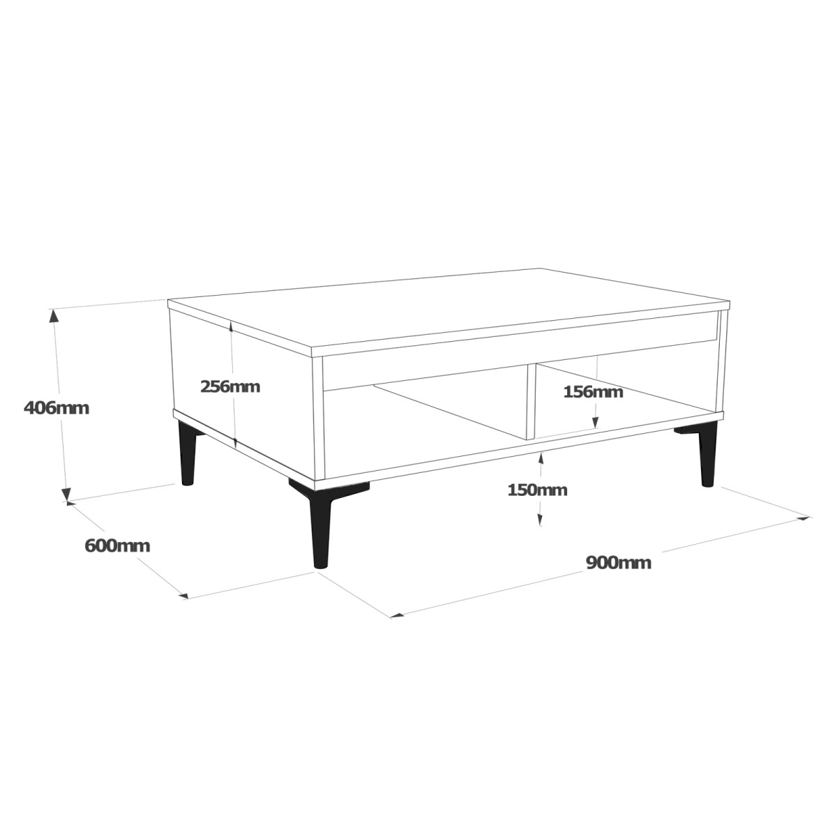 Table Basse Oliver – Feutre & Anthracite (OLI2-KA)