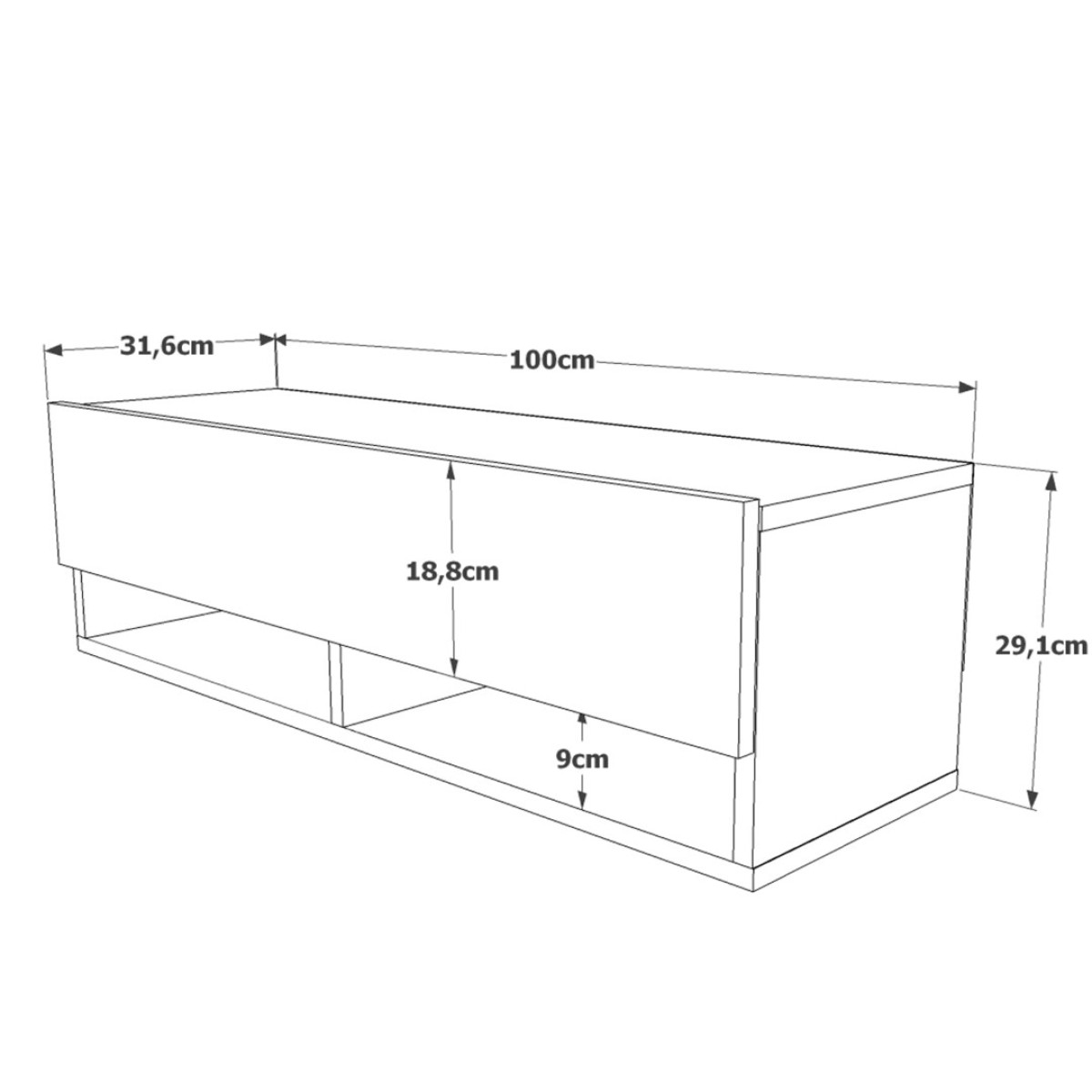 Meuble TV Aven avec Étagère et Porte 100 cm – Pin Atlantique & Vert Tilleul (AVE13-AY)